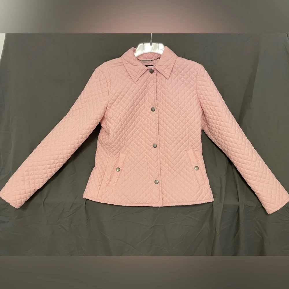 Lauren Ralph Lauren Pink Quilted Coat Snap Up Jacket - Womens - Size Medium (M) - Picture 2 of 6